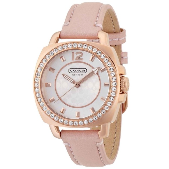 Coach Accessories - Coach Boyfriend Leather Gold Glitz Women's Watch
